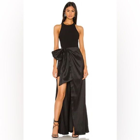 LIKELY Mena Bow High Low Gown in Black NWT REVOLVE Size 12 Dress Formal - Picture 1 of 4